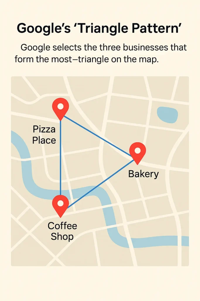 google local pack ranking triangle pattern
